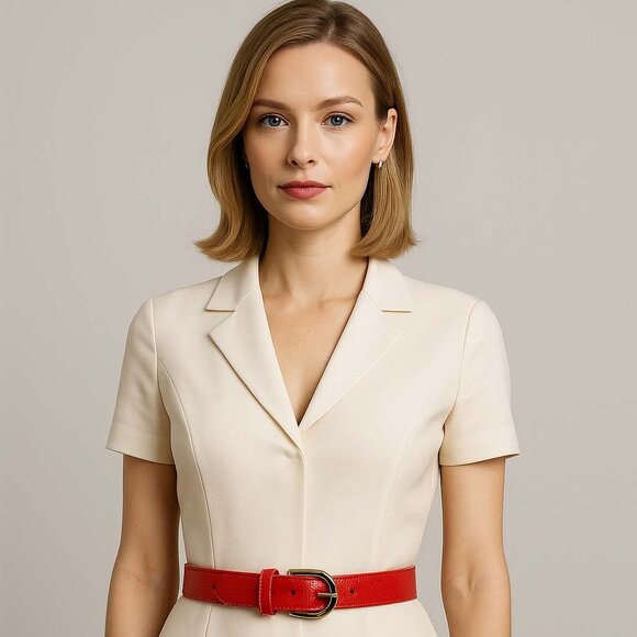 Lare Women Belt Designer Italian Leather - Red main image 6